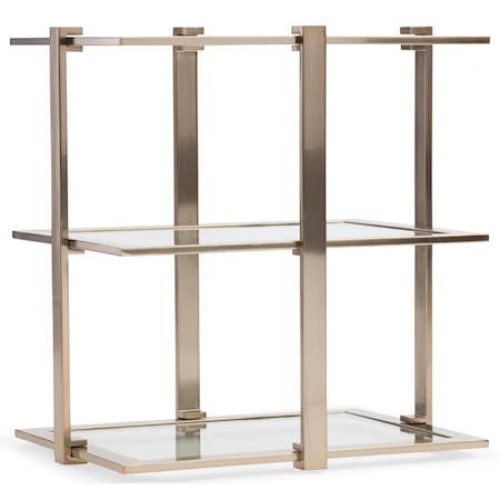 Rectangle Accent Table with Glass Shelves